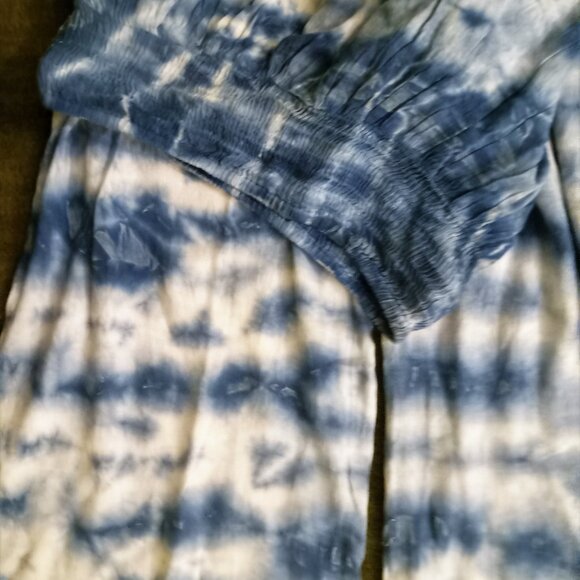 Emily Stacy Women's Casual Pants 100% Rayon Medium Beautiful Sky Blue with White - Picture 7 of 9